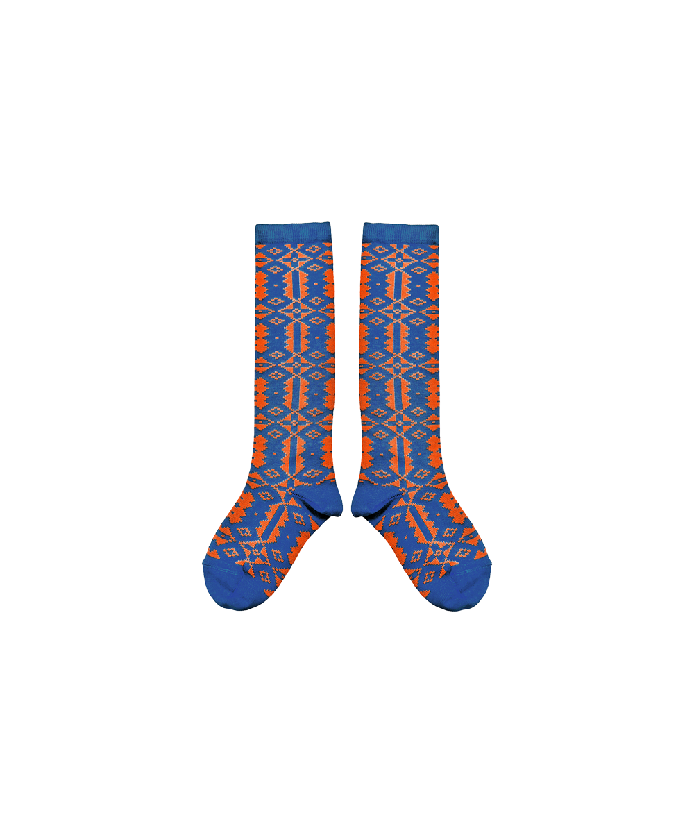 Eryri Long Socks - Denim / Pumpkin