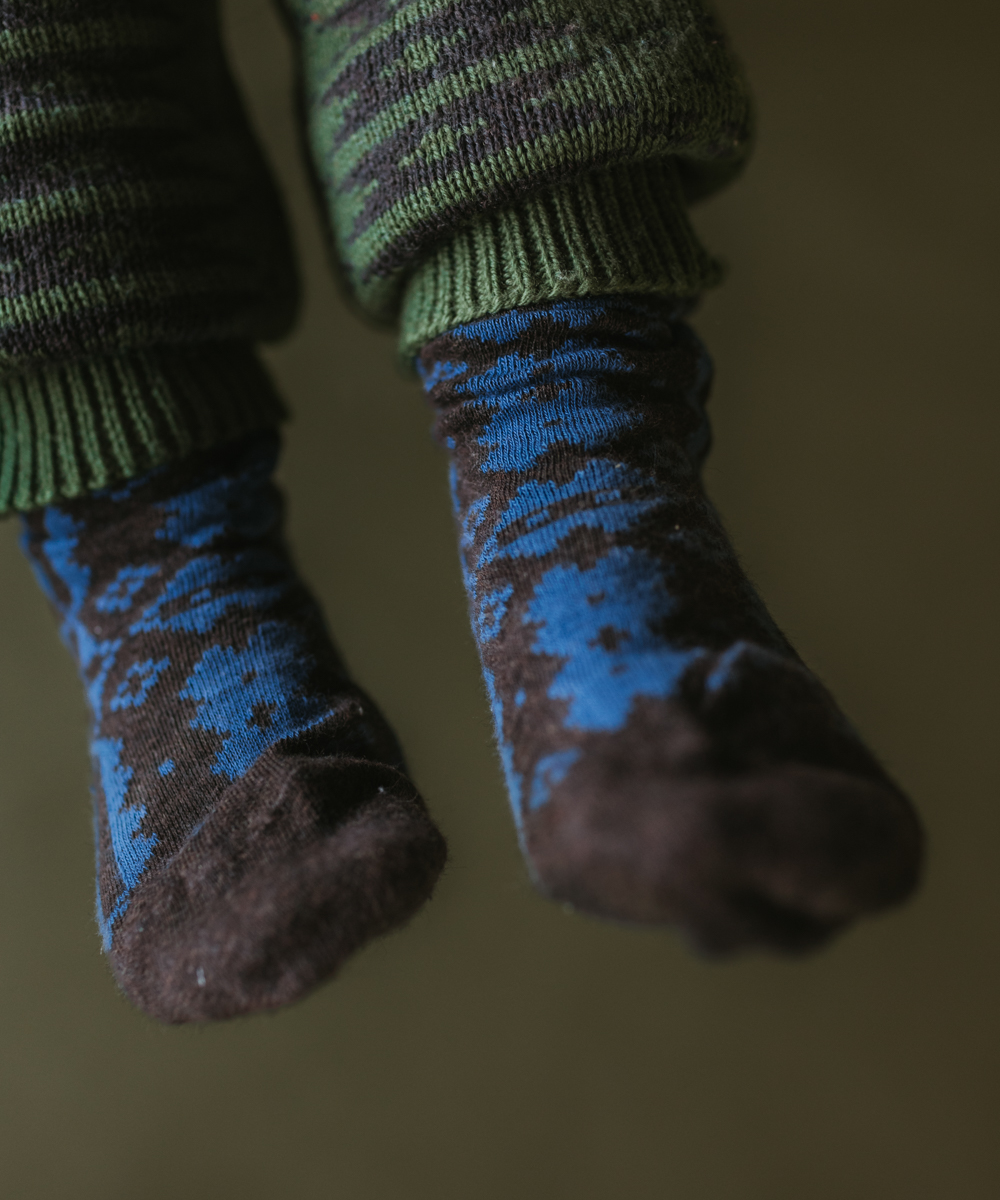 Eryri Short Socks - Umber / Denim