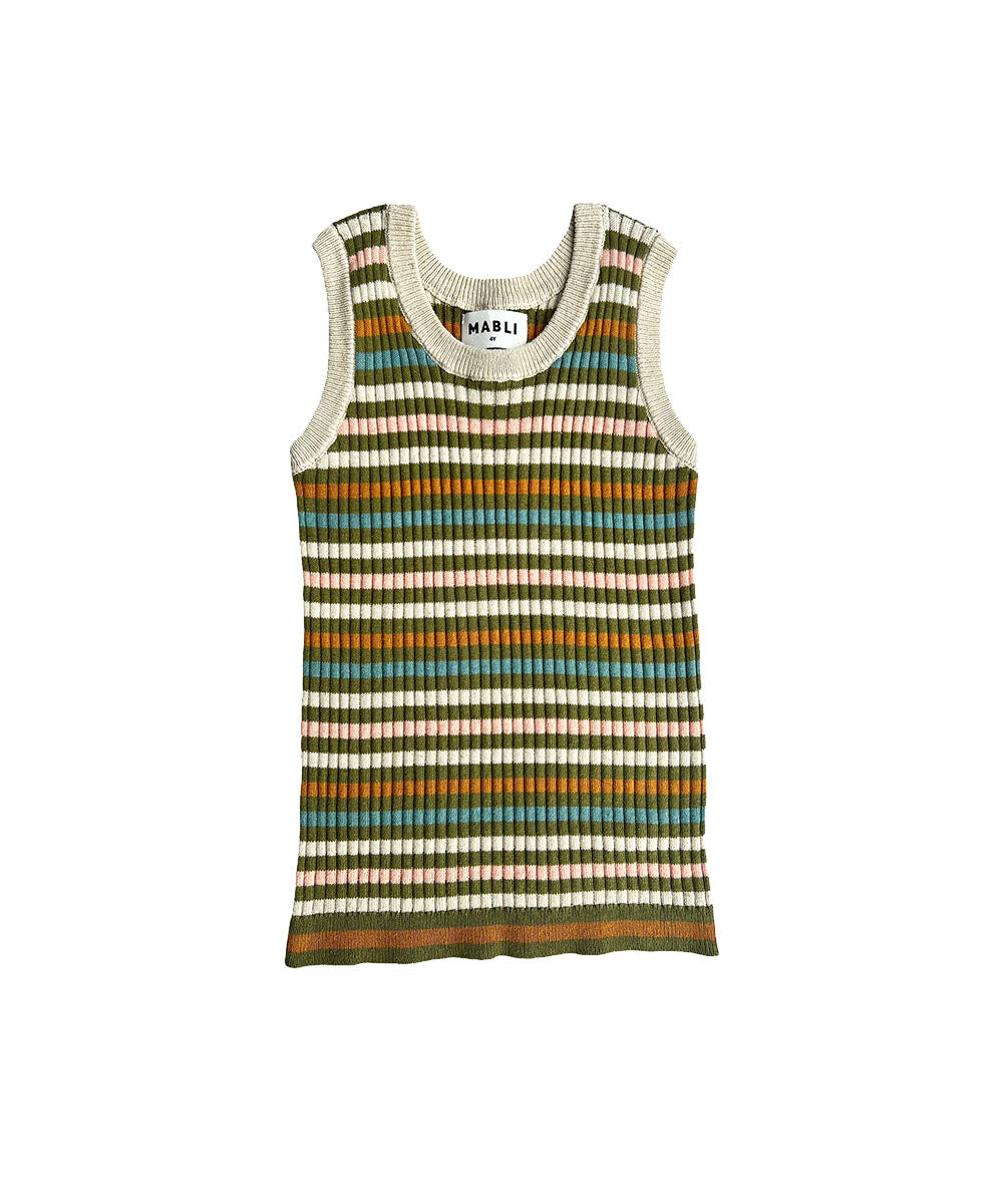 Aeron Tank Olive Stripe - Child