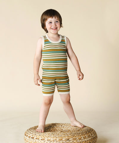 Aeron Tank Olive Stripe - Child