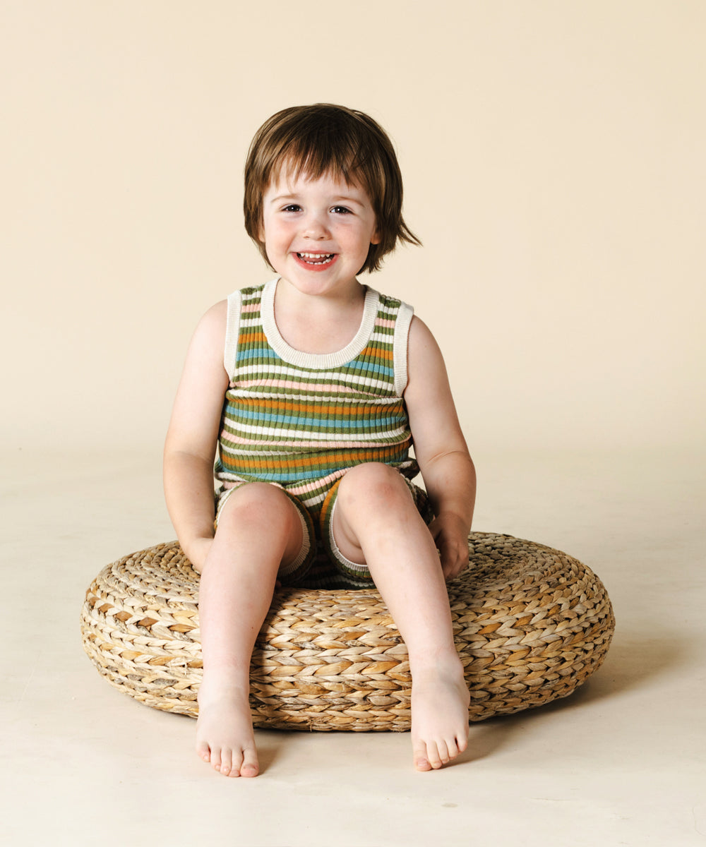 Aeron Tank Olive Stripe - Child